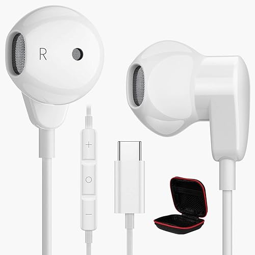 Auriculares USB C para Galaxy A54 A53 iPhone 15 Pro Max USB C con micrófono Android auriculares con cable DAC cancelación de ruido auriculares para