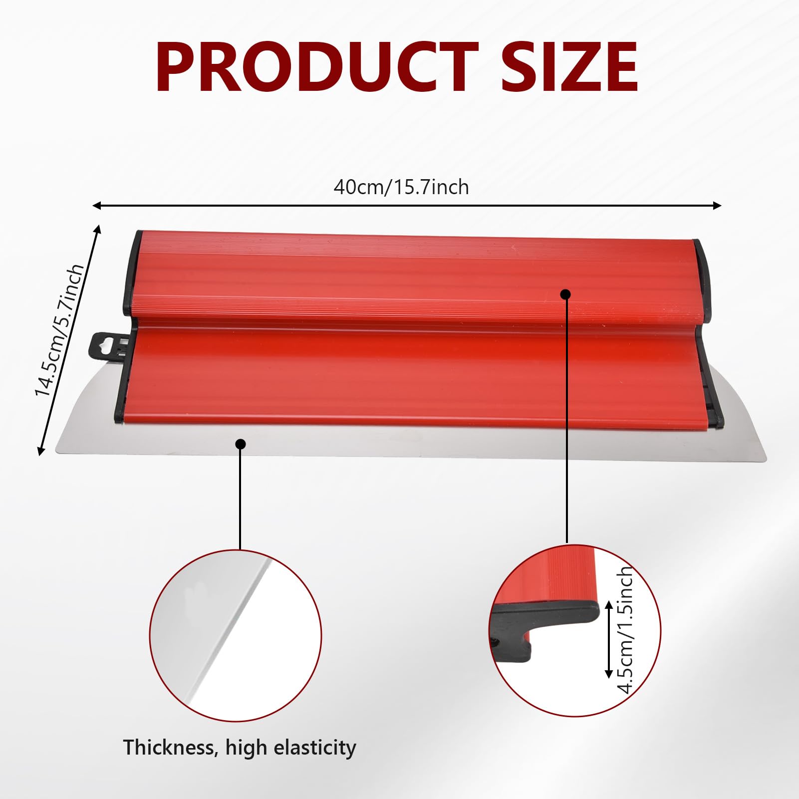 Lame à Enduire Professionnelle 40cm, Couteau à Lisser Enduit, Spatule Lissage pour Cloisons Sèches, Acier Inoxydable 0.35mm, Poignée Ergonomique Z, Outil Parfait Plâtrage Mur et Plafond