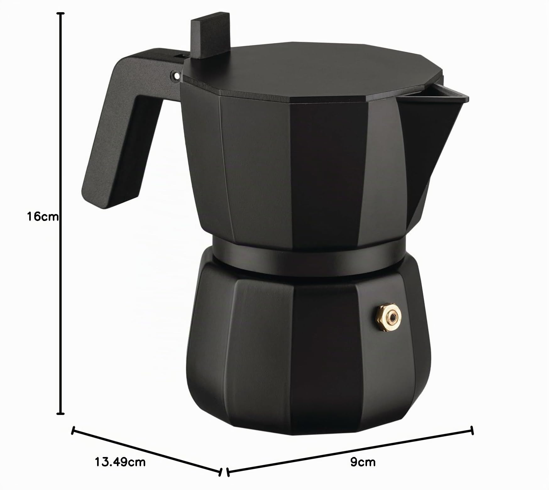 Alessi Moka DC06/3 B - Cafetera para Café Exprés de Design, Mango y Mando en PA, 3 Tazas, Negro
