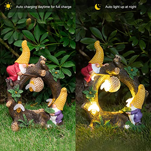 Vzvxcc Solar Garden Statue Outdoor-Garden Statues Gnomes Collecting Honey With Solar Lights Decoration For Patio Balcony Yard Lawn Ornament, Novelty Gift #TOP1
