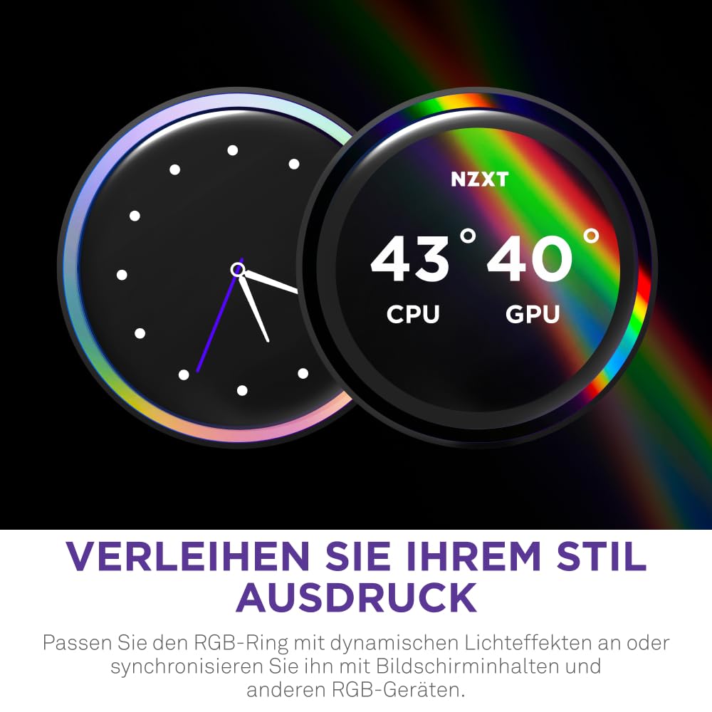 NZXT Kraken Serie – AIO CPU-Flüssigkeitskühler – Anpassbares LCD-Display – Hochleistungs-Lüfter – Kompatibel mit Intel® & AMD® Sockel – Elite 360 RGB – Schwarz