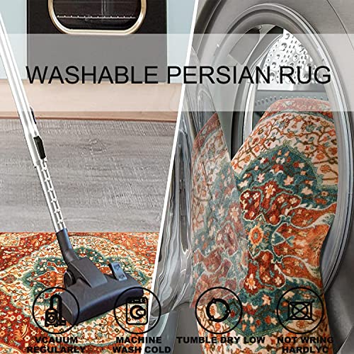 DXIN Klassischer Orientteppich, Vintage Teppichs, Perserteppich Waschbar, Handgefertigter Traditioneller Orientalischer… – Bild 7