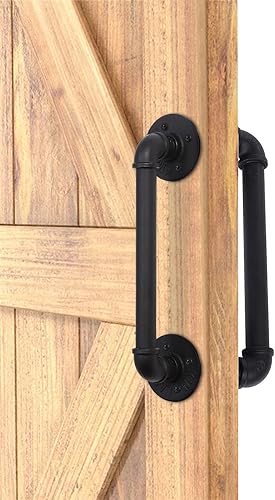 Miniatura 5 de Juego de 2 manijas de puerta corrediza de granero de 14 pulgadas, manija de puerta de tubo industrial, barra de agarre, toallero, pasamanos de