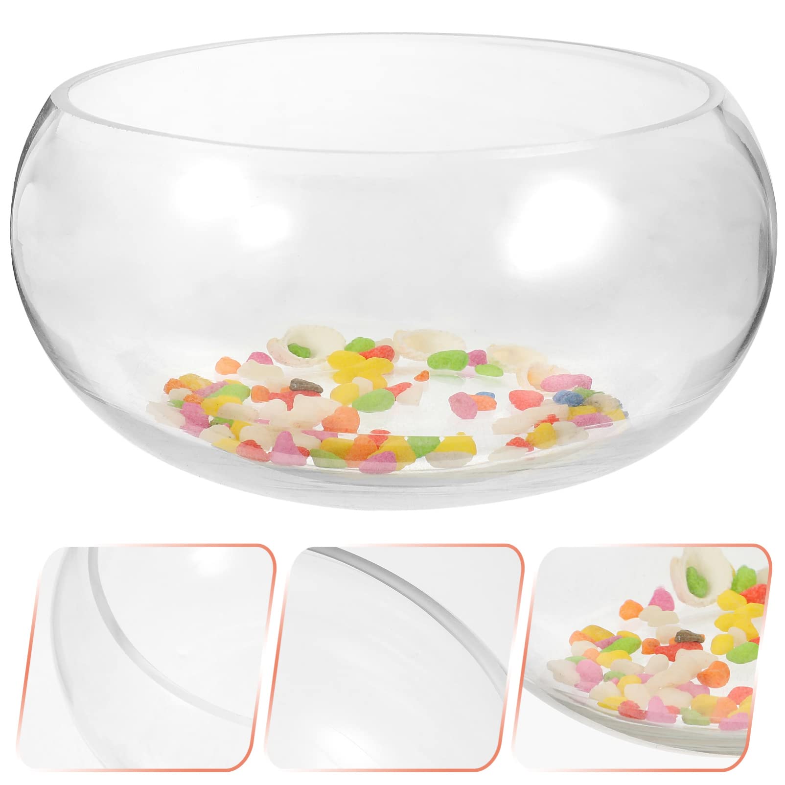 PATKAW Bocal Rond en Verre Aquarium Vase en Verre Bol Rond Terrarium Bocal À en Verre Et Aquarium De Roche Bureau Décoratif Bocal À Poisson Rouge