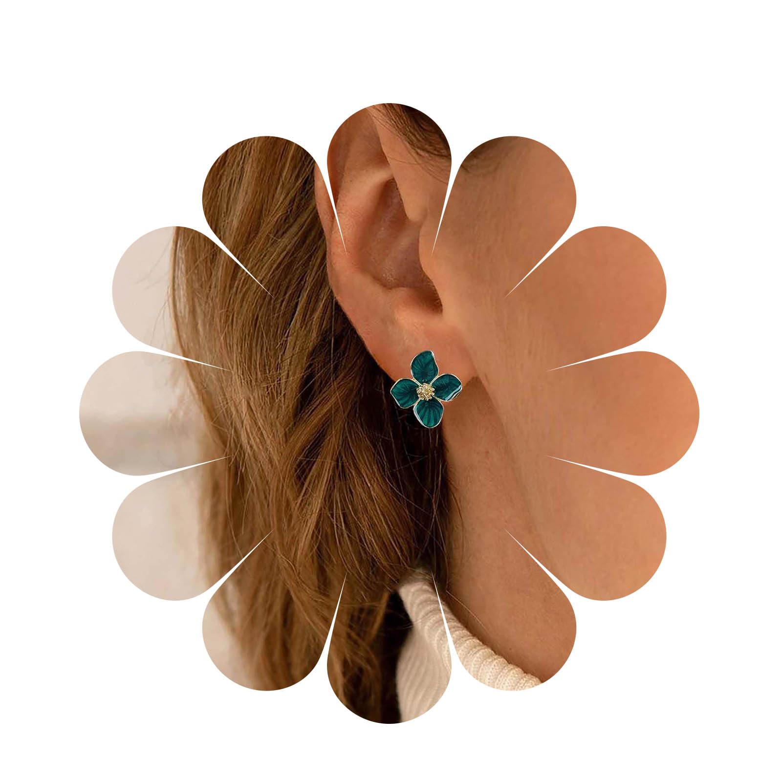 Boucles D'oreilles Résine Blanche Vintage – Fleurs En émail Et Acrylique – Bijoux Déclaration Pour Femmes Et Filles - 8