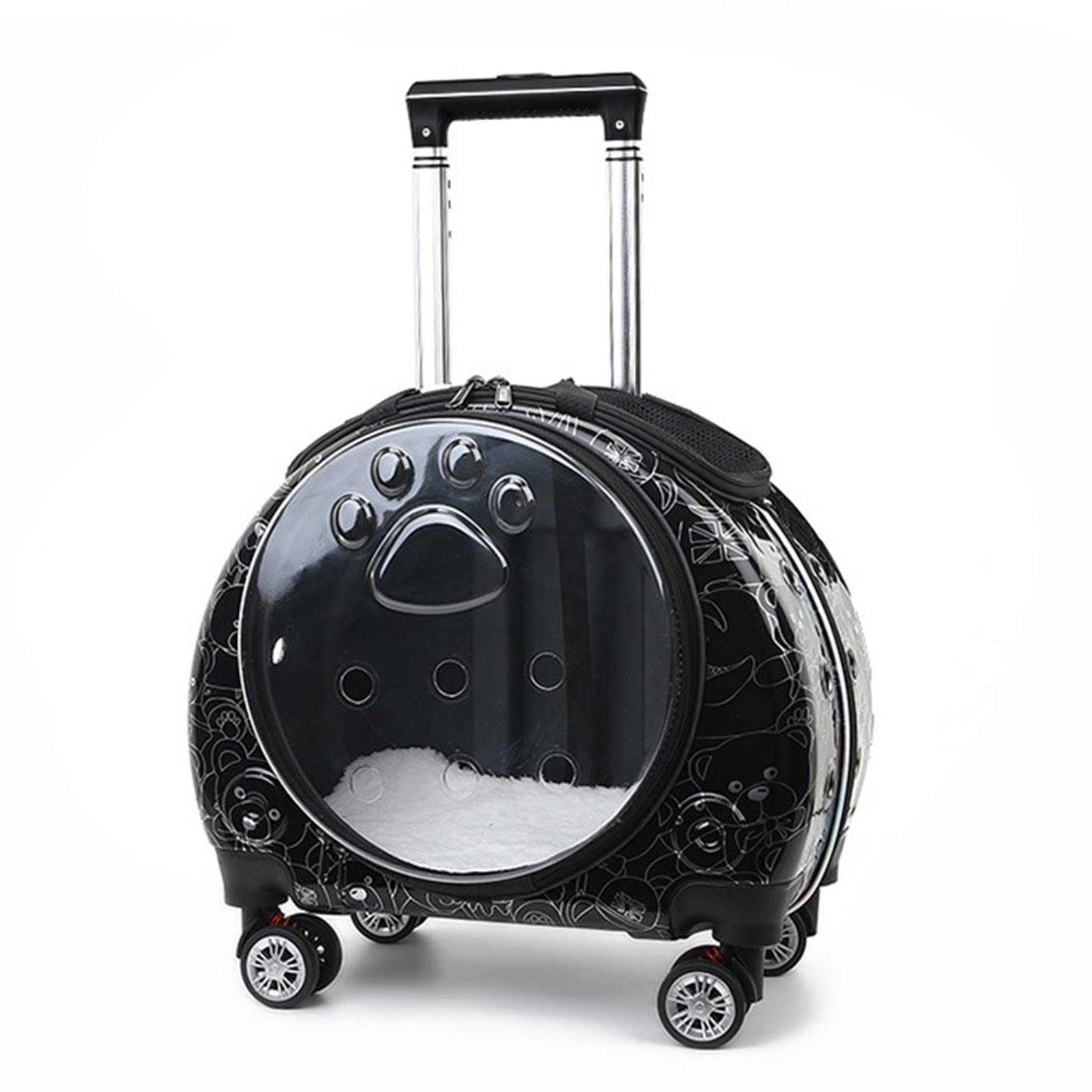 BLWR Mochila Gato, Transportador Transparente para Gatos con Ruedas, Mochila para Perros Pequeños Transportín De Viaje para Gatos para 2 Gatos, Viajar/Senderismo/Acampar, Negro (Color : C1,