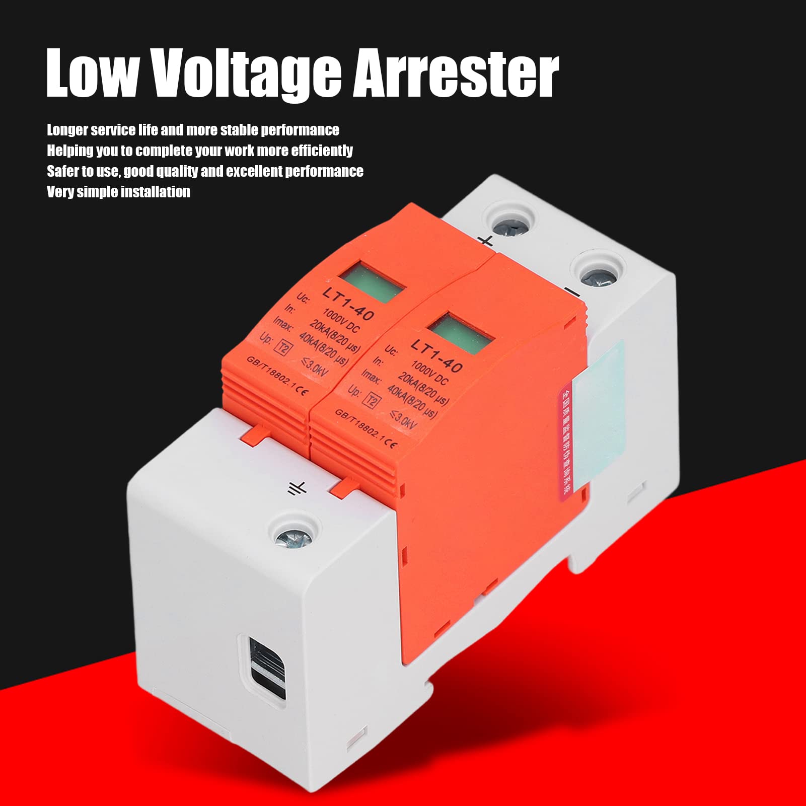Voltage Arrester Device 2P House Protector Protective Device DC Photovoltaic Protector 20?40KA 1000V LT1?40