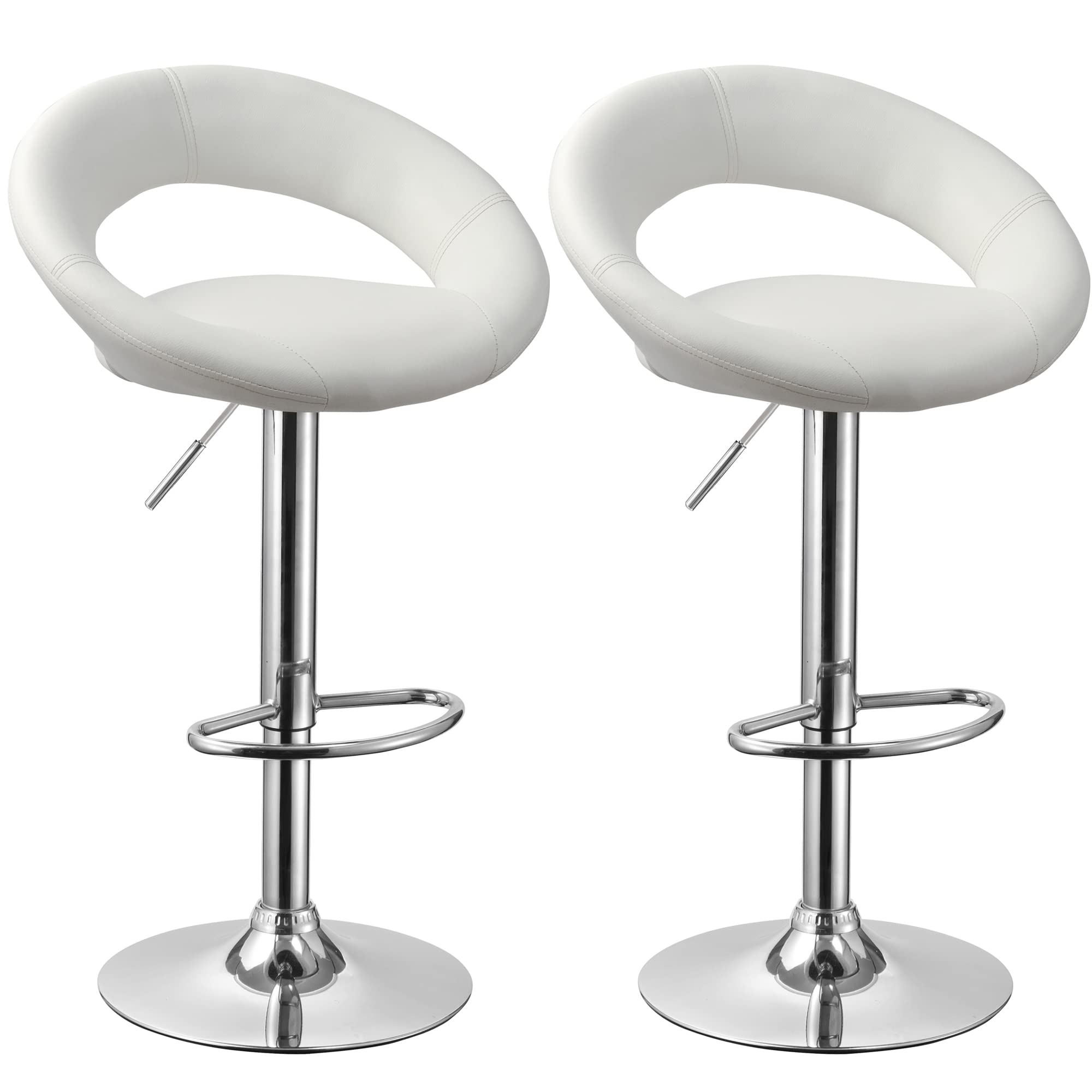 Beltom® 2 SGABELLI da Bar E Cucina con PENISOLA Regolabili in Altezza Sedia Girevole per PIZZERIE Pub RISTORANTI Hotel Soggiorno Ufficio - Modello Beauty - X2-Bianco