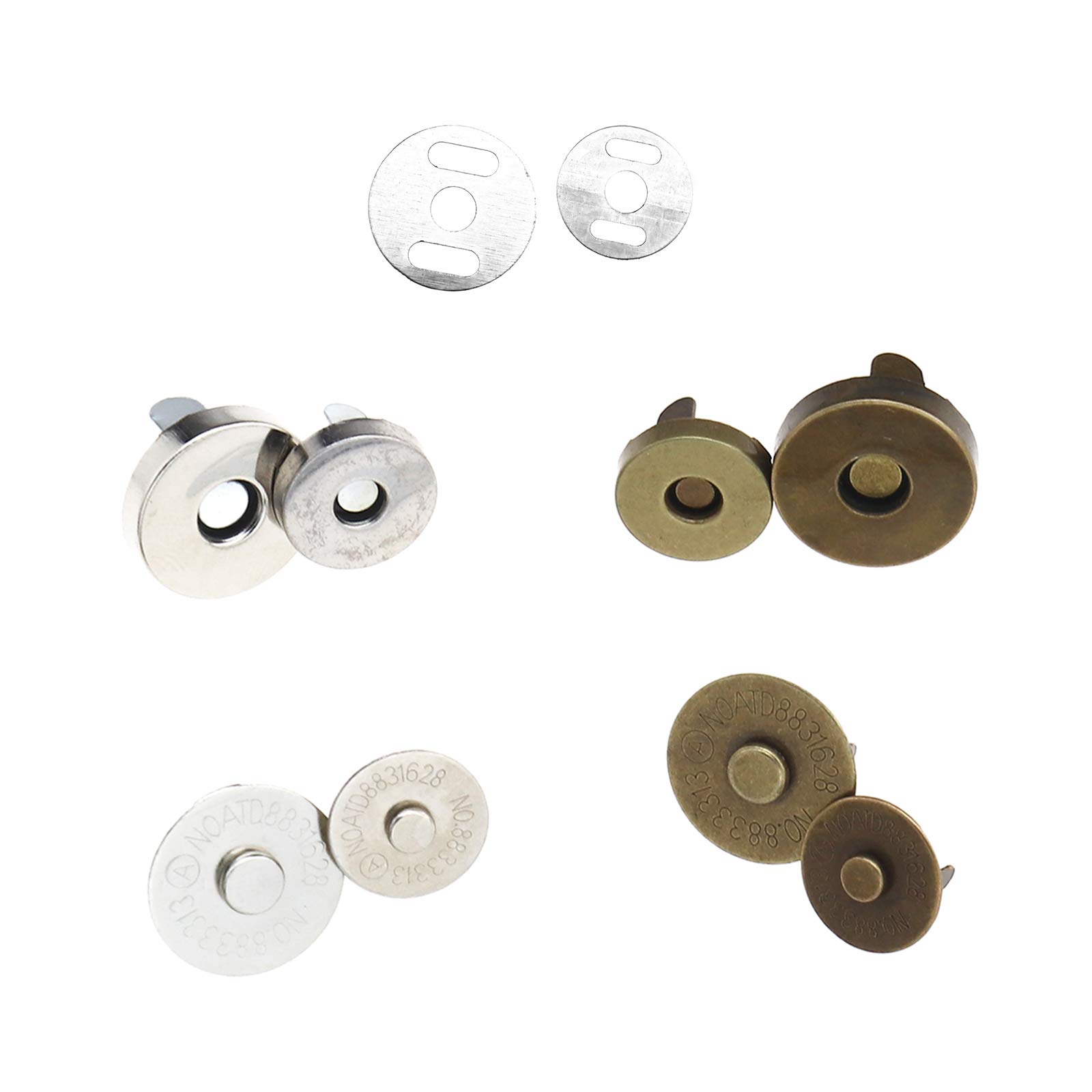 20 Bottoni A Pressione Magnetici Per Cucito – 2 Misure (14 E 18 Mm) E 2 Colori, Con Custodia