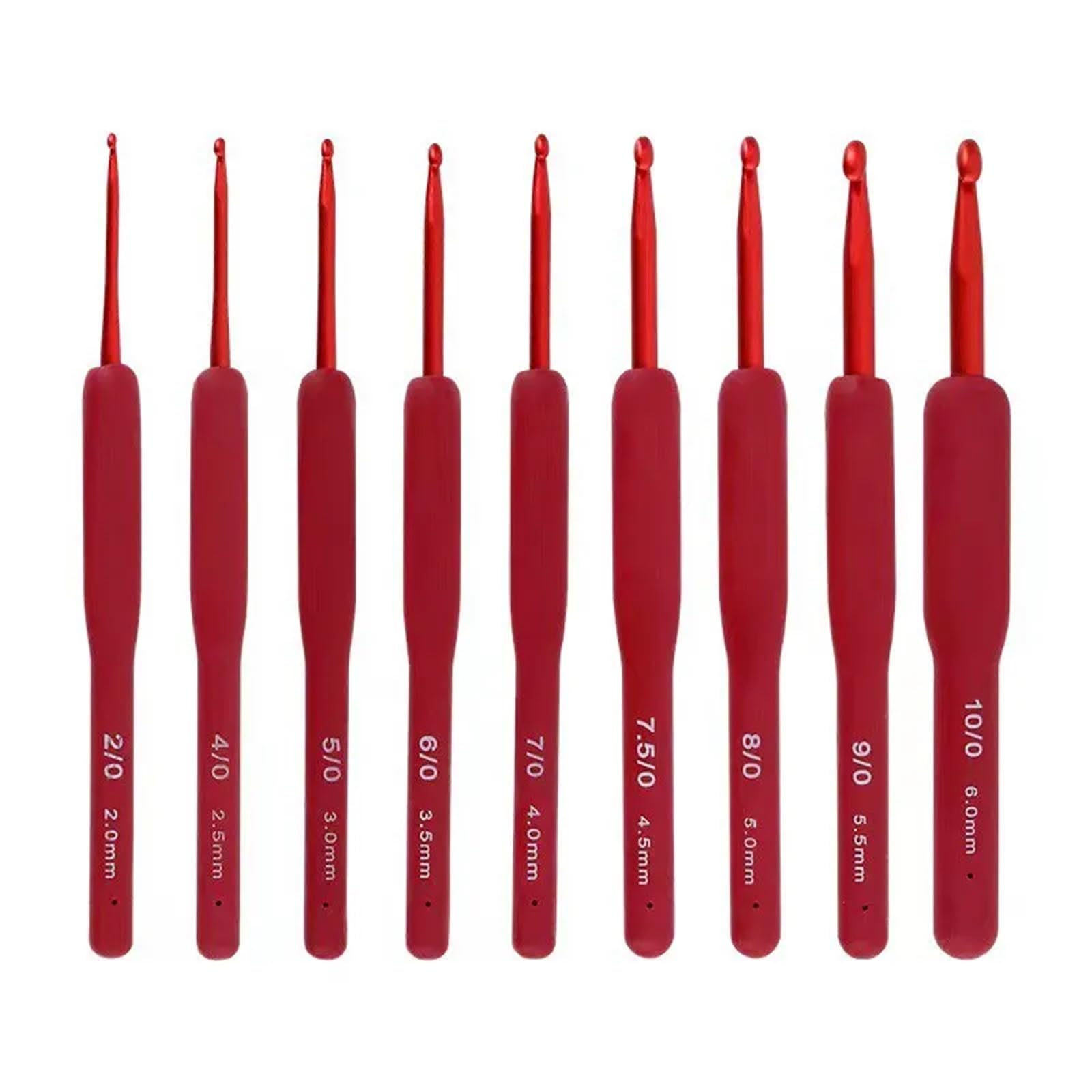 XUCHIL 9Pcs Silicone Crochet Hooks Set Needle Handle Frosted Aluminum Handmade DIY Hook Head Crochet Sweater Weaving DIY Craft Accessories