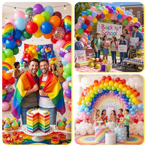 Image of Togvu Rainbow Balloons 12 Assorted Colors 50Pack 12 Inch Balloons Colorful Latex Party Balloons for Birthday Baby Shower Wedding Party Birthday Decorations