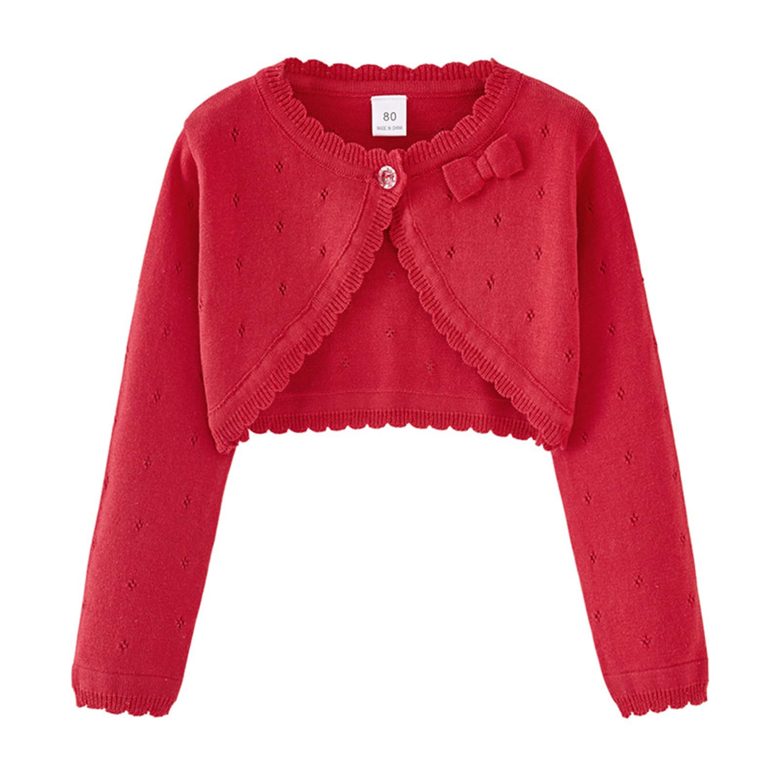 WSLCN Cardigan Bolero para niño, niña, chaleco de punto de manga larga, jersey de algodón