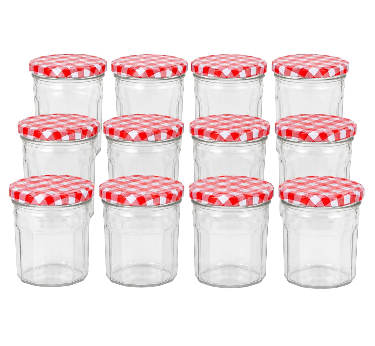 324ml Wide Mouth Glass Jam Jars, Set of 12 Airtight Glass Jar with Lid