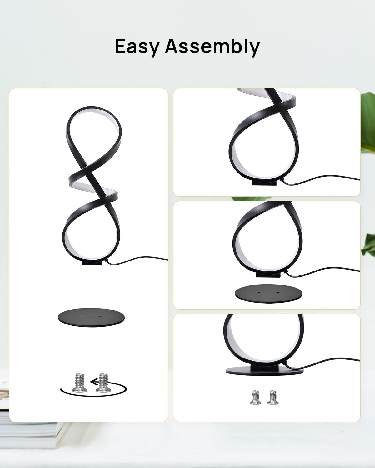 Set mit 2 Tischlampen, LED-Touch, dimmbar, Spiralschreibtischlampe, 3 Farbtemperatur, moderne Nachttischlampe, einzigartige Nachttischlampe für Wohnzimmer, Schlafzimmer, kühle Lampen für