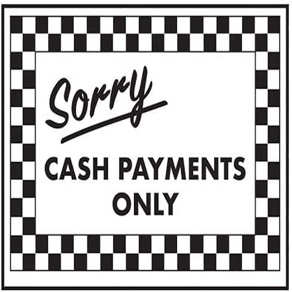 VSafety Sorry Cash Payments Only Sign - 300mm x 200mm - Rigid Plastic