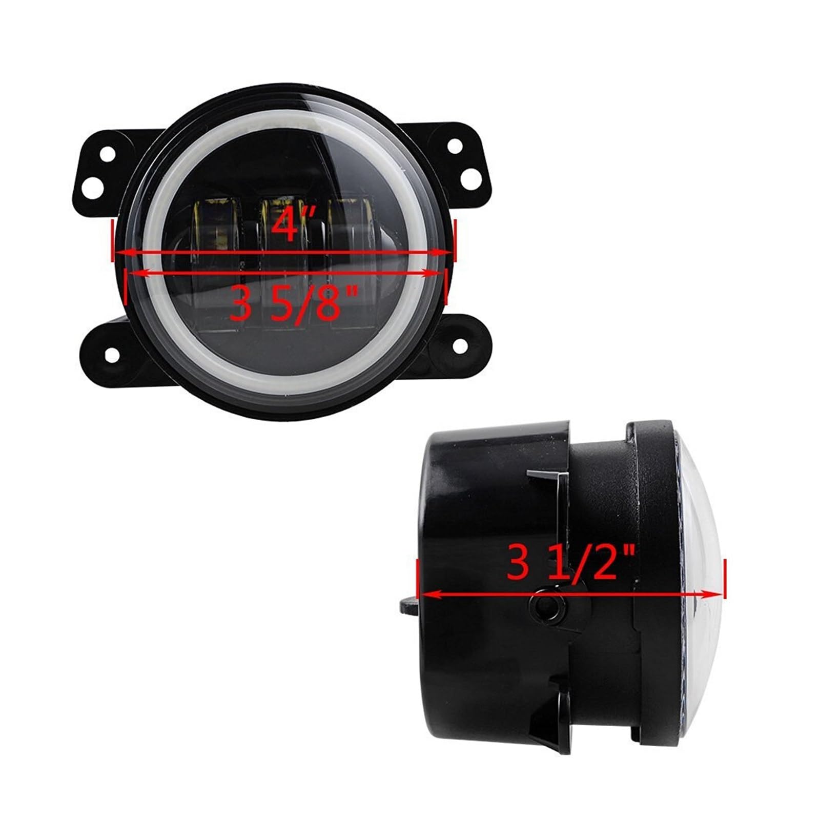Halo Angel Eye 105W 7" Reflektor LED + 4'' Światło przeciwmgielne + lampa tylna Kompatybilne z Jeep JK Wrangler(USA VERSION)