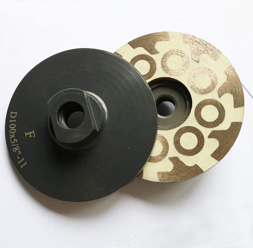 JDK 4 Inch Diamond Resin Filled Cup Wheel Grinding Wheel with Thread 5/8“-11 for Granite Stone and Tiles (Fine)
