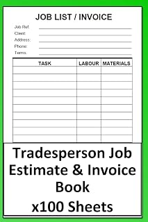 Tradesperson Job Estimate & Invoice Receipt Pad: Book of x100 Double Sided Jobs Quote Sheets