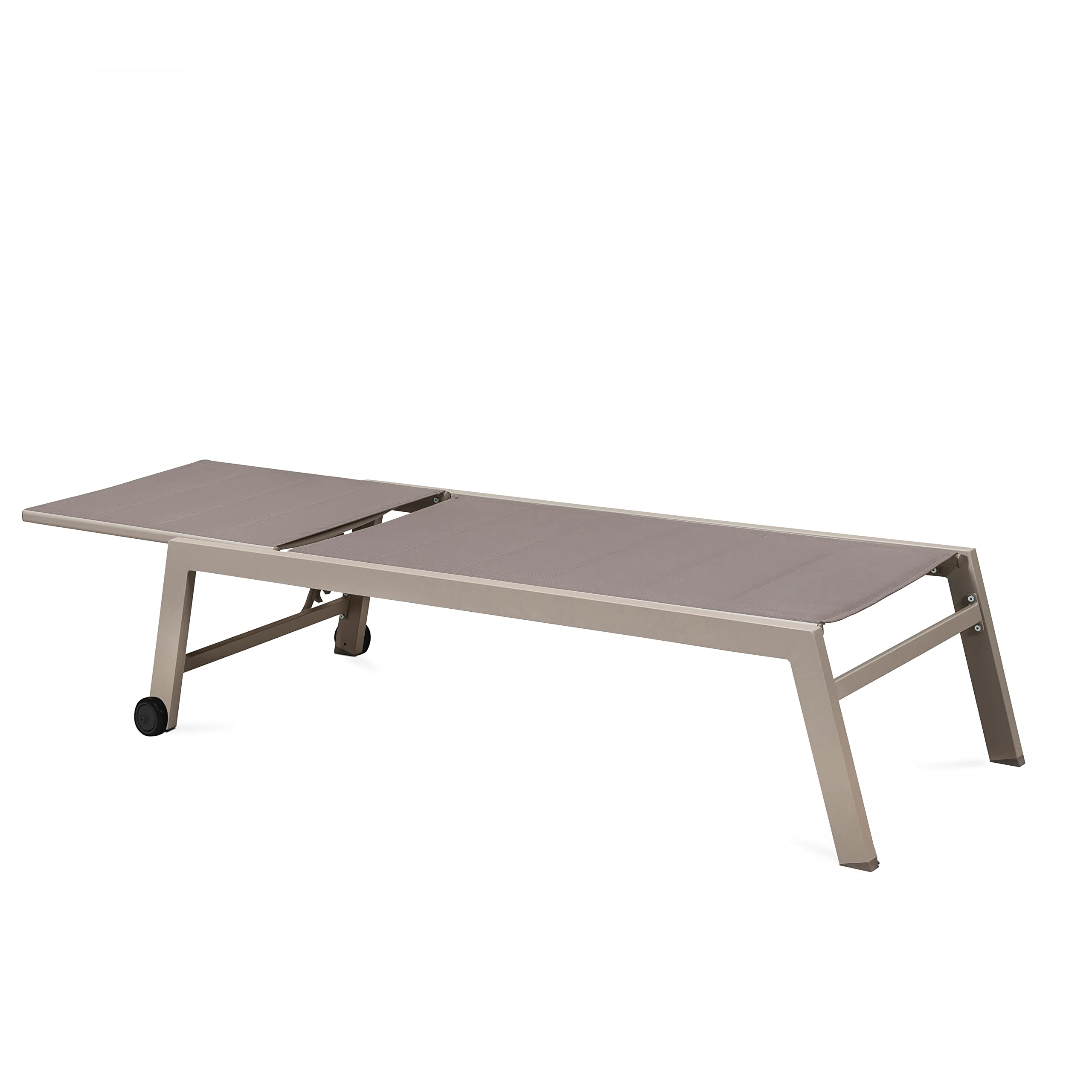 Oviala Lot de 2 Bains de Soleil en Aluminium et textilène Taupe