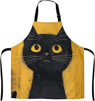 Amazon.co.jp: [HCZION] エプロン 黒猫 ネコ柄 猫柄 キッチン