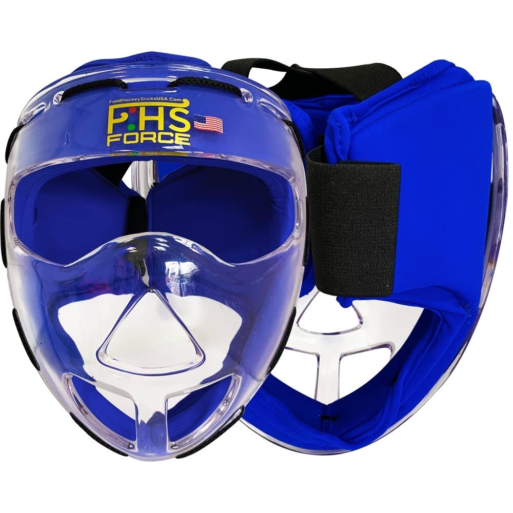 Short Corner Field Hockey Face Mask Force Blue Clear