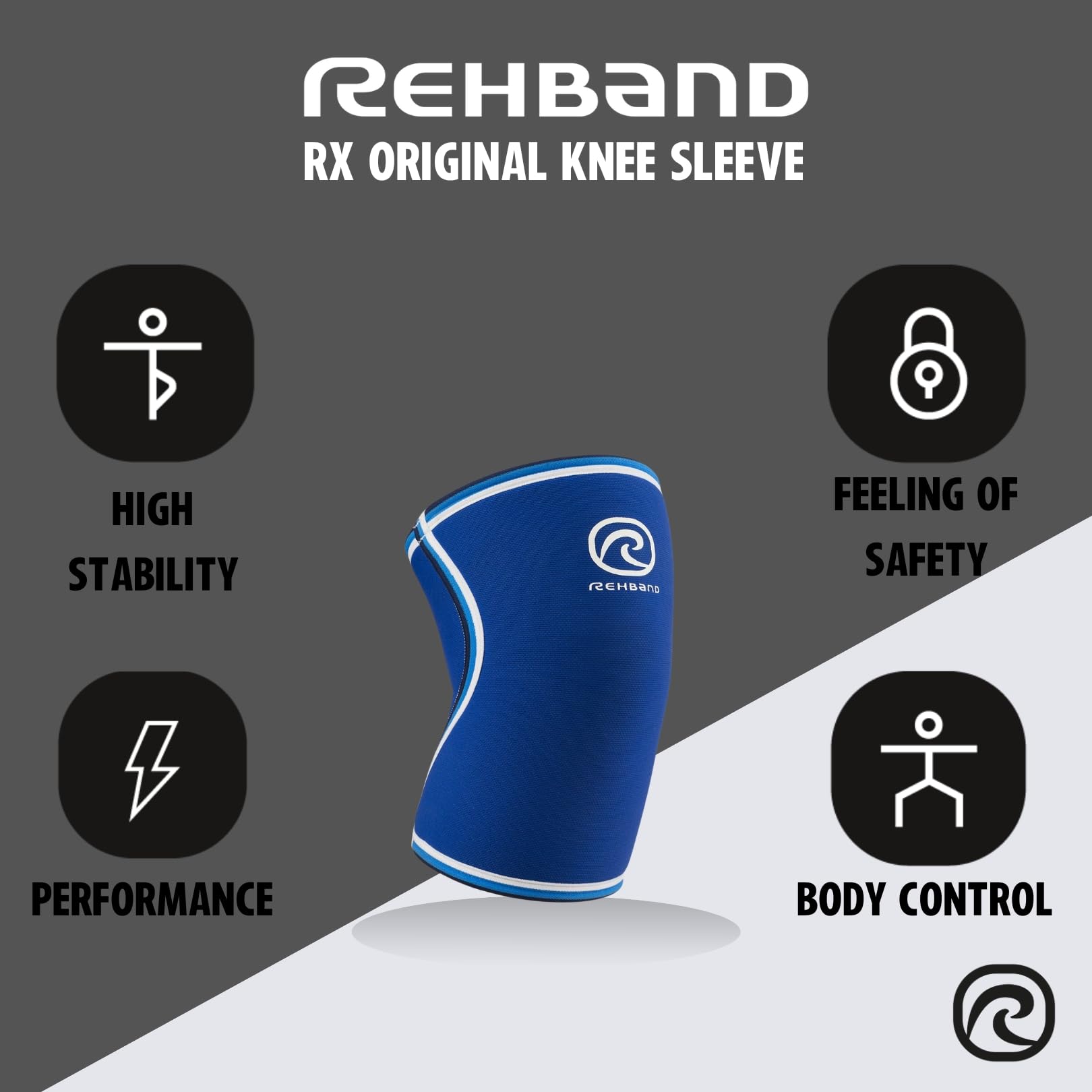 Rehband Rx Original Ginocchiera Neoprene 7mm Allenamento Pesi Blu XL