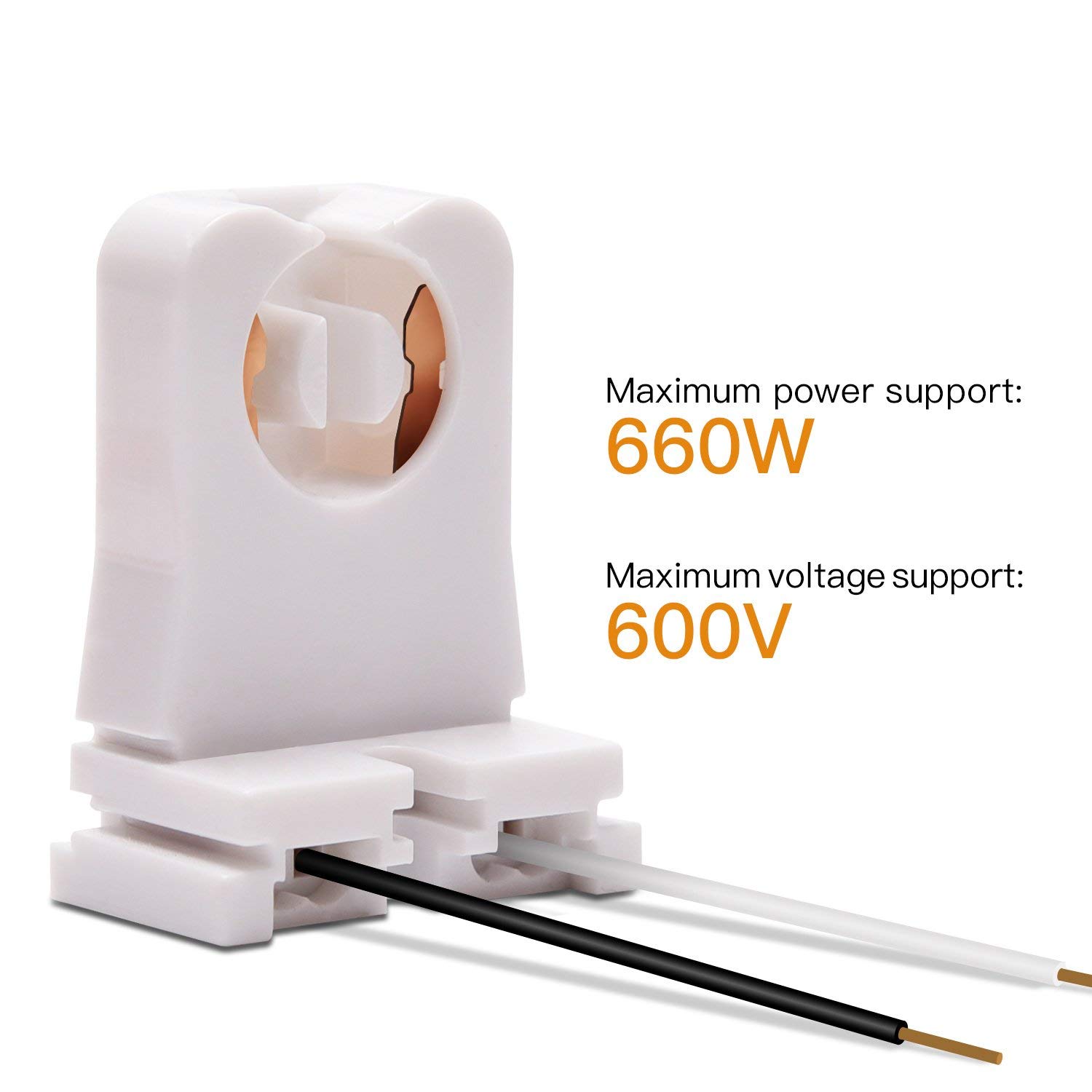 Non-shunted Turn Type T8 Lamp Holder JACKYLED 50-Pack UL Socket