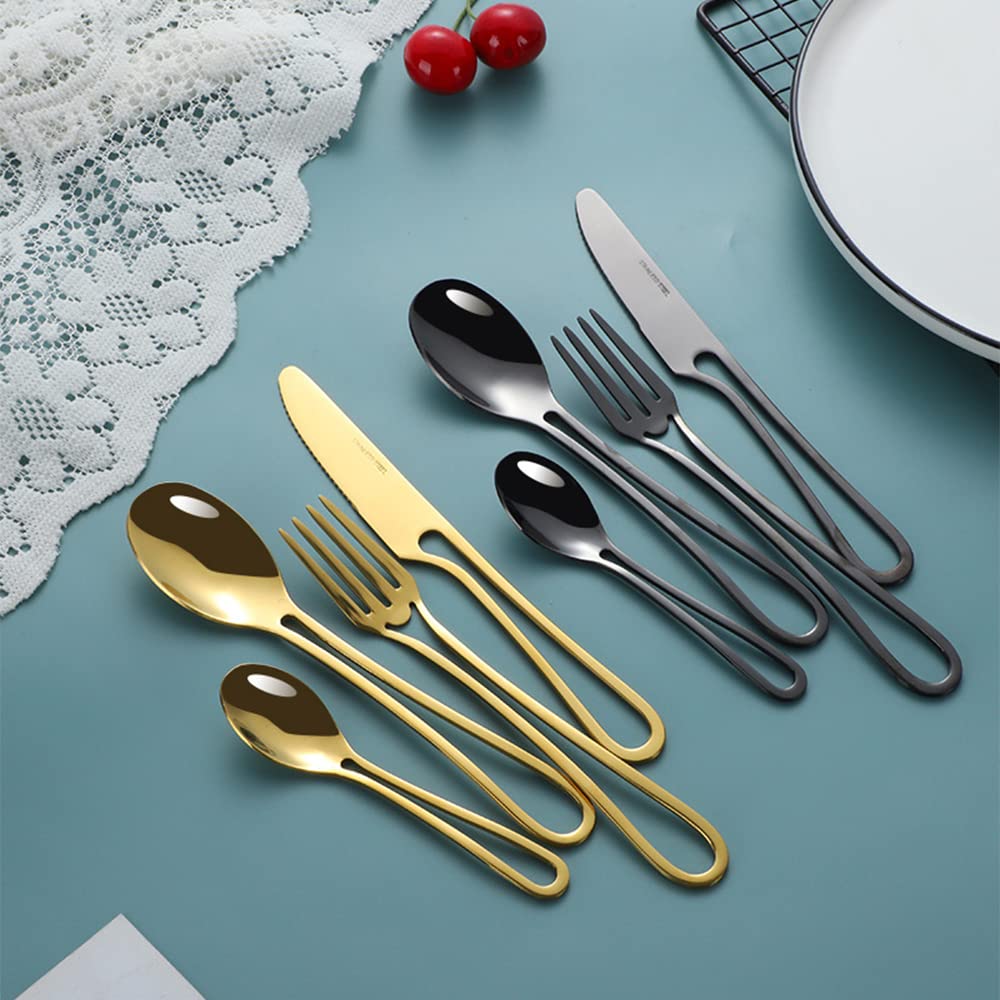 Besteck Set 80-teiliges Edelstahl Besteckset 20 Personen, Hohlgeschnitztes Design Küchenutensilien-Set, Geschirr-Besteck-Set für Zuhause und Restaurant, Hochzeit, Halloween, Weihnachten