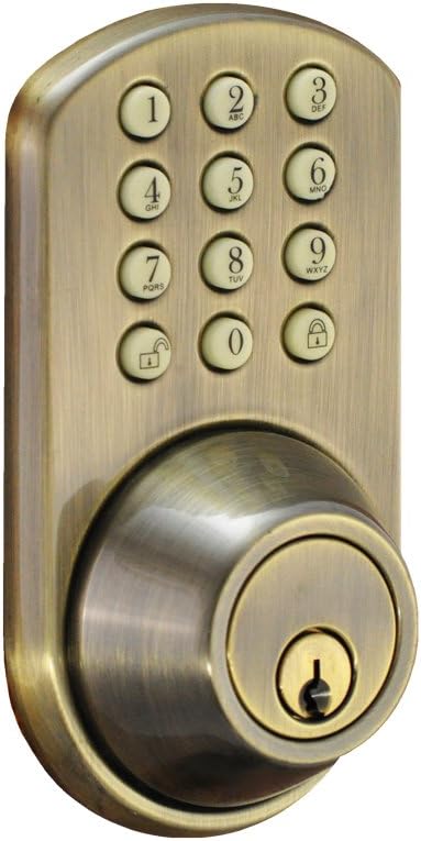 INC HF-01AQ Touchpad Electronic Dead Bolt, Antique Brass