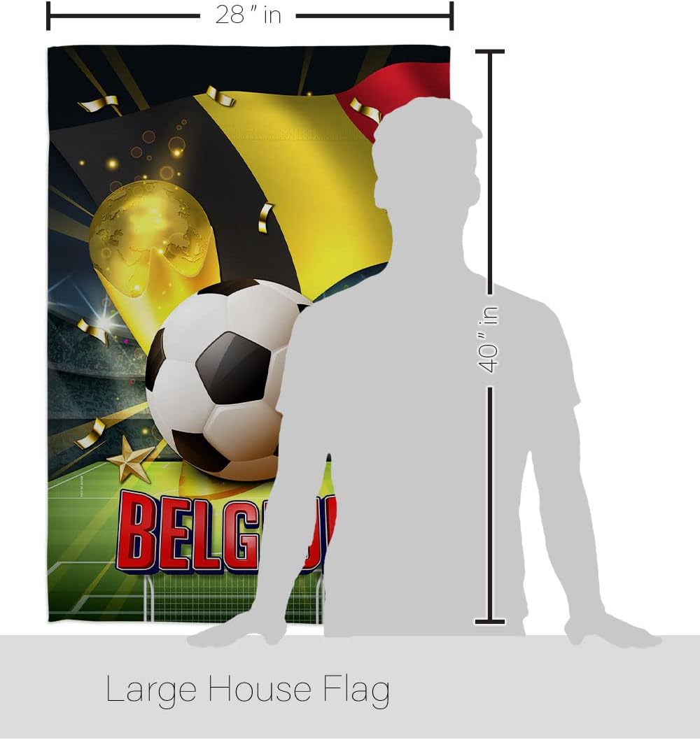 World Cup Belgian Tapestry Home Decor Banner Wall Art Patio Lawn Front Porch Room Decorations Small Outdoor Flags Yard Signs FIFA Soccer Gifts Sports Fan Party Trophy Game Football Goal Made In USA