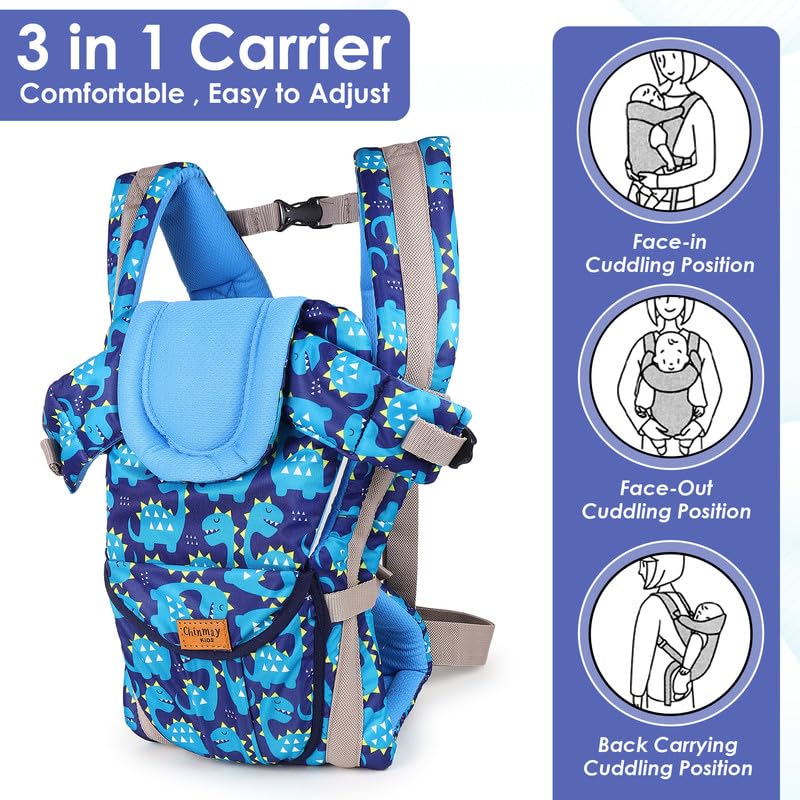 Image of Chinmay Kids Baby Carrier 4 in 1 Carry Bag Baby Carrier Cuddler Air Mash Fabric Baby Carrier, Royal Blue