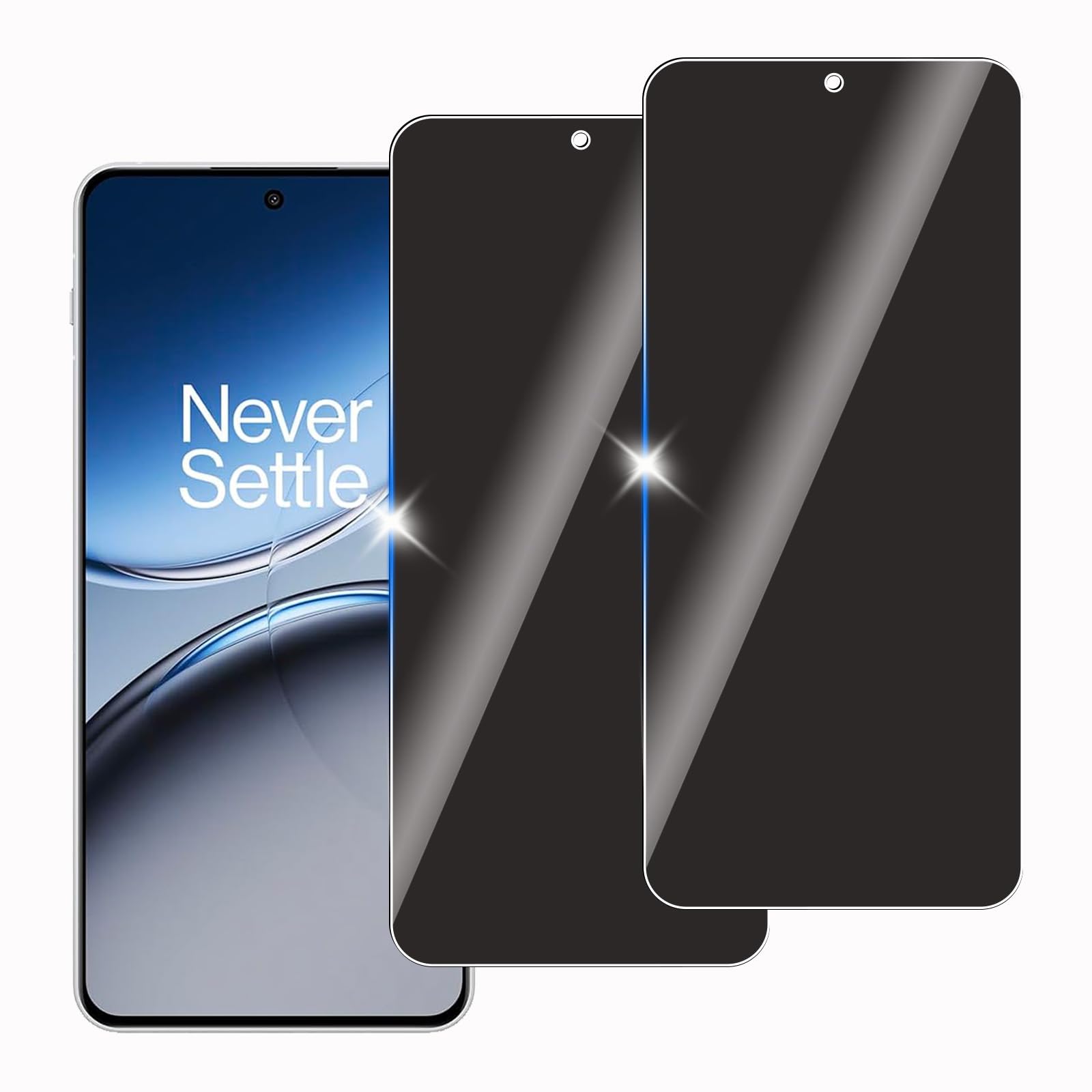 2 PACK Privacy Screen Protector for Oneplus Nord 3/ Nord 4, Anti Fingerprint, High Sensitivity, 9H Hardness, Anti-Scratch,Anti Spy Tempered Glass Film
