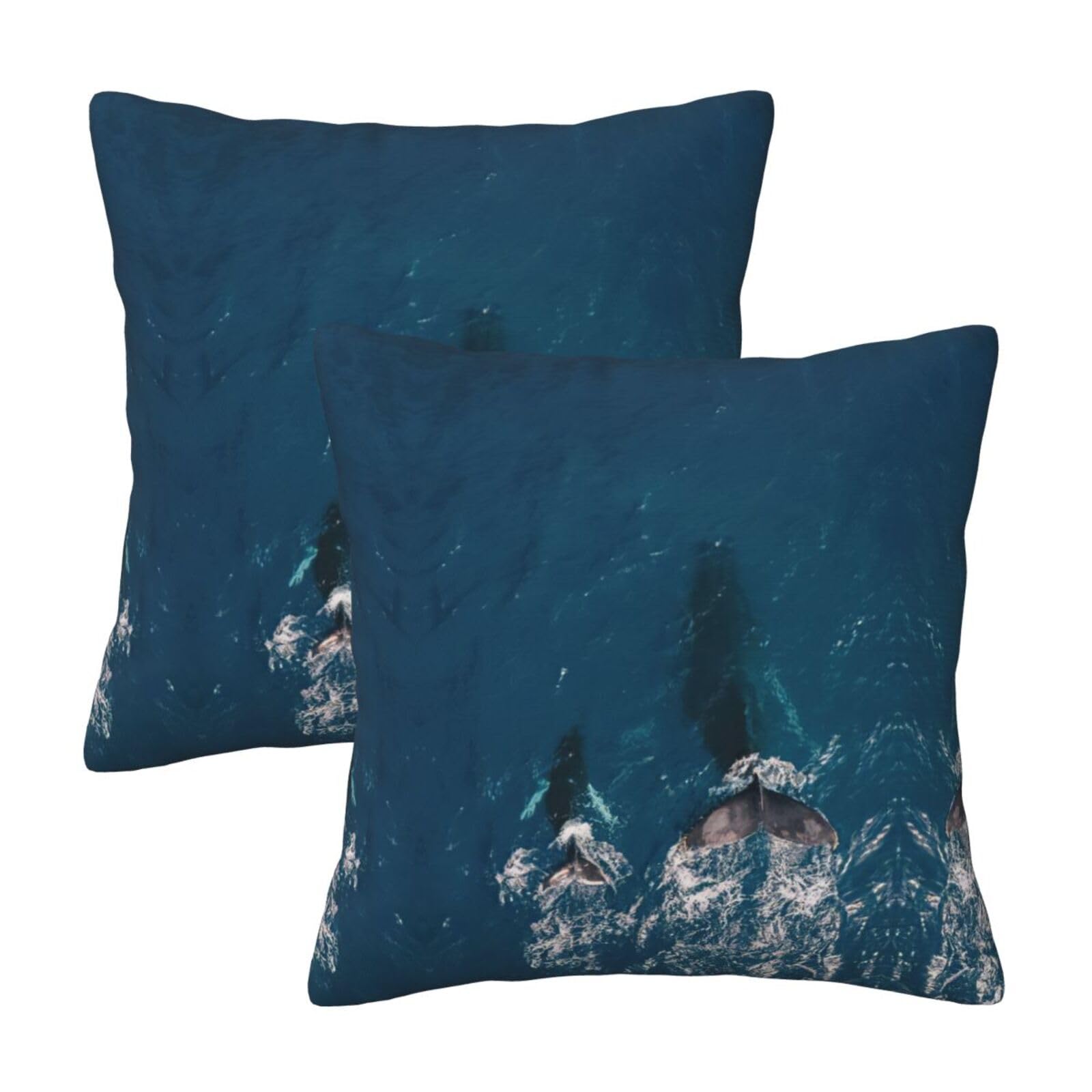 Kfjghhl Ocean Mammal Whale Throw Pillow Covers Decorative Farmhouse Couch Pillow Case 4 Sizes Square Cushion Pillcase