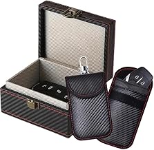 KAV Faraday Box and Faraday Car Key Fob Protector Pouch Bundle - RFID Signal Blocking Pouch & Anti-Theft Key Fob Case - Keyless Entry Protection for Car Keys, Phones (1 Box with 2 Pouch)