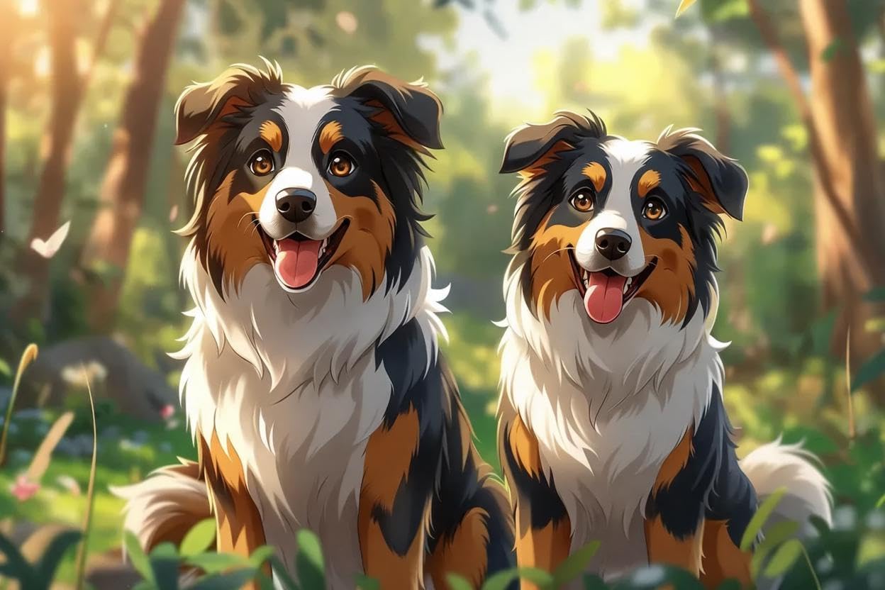 Jigsaw Puzzles for Adults 1000 Pieces Australian Shepherds Anime Art Wooden Jigsaw Puzzle Toys School Supplies Family Decorations Unique Present
