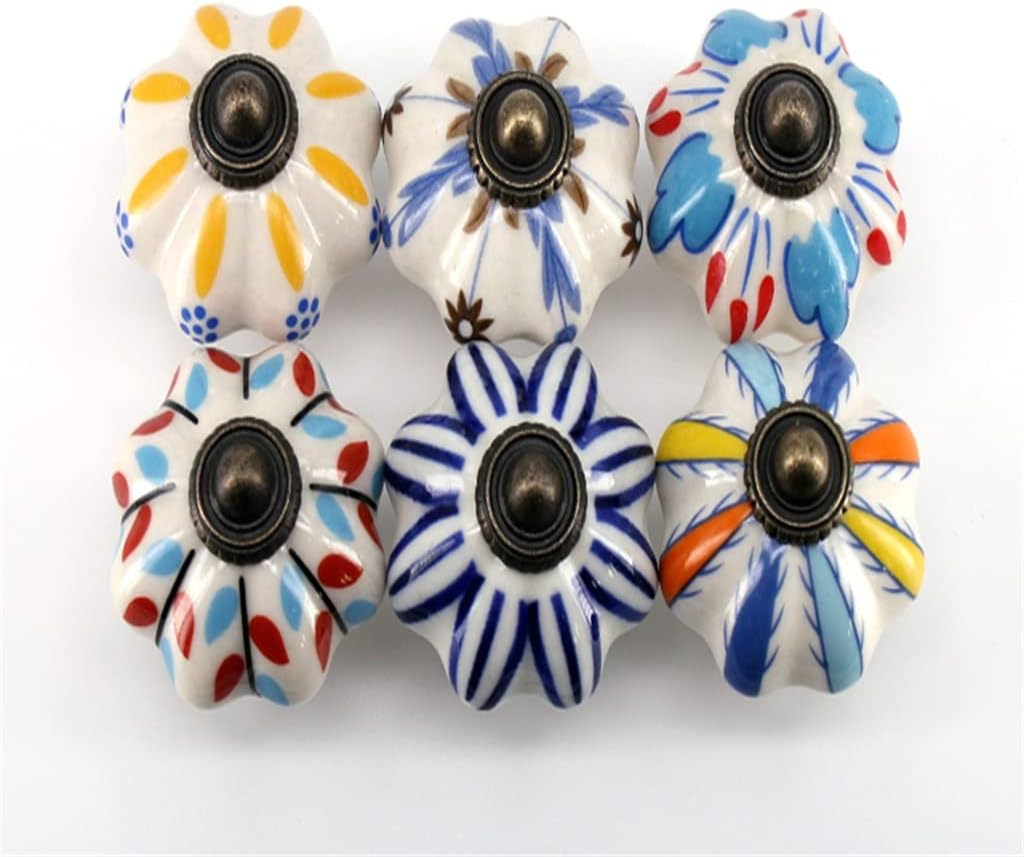 12 Pack Decorative Ceramic Door Handles Porcelain and Ceramic Drawer Handles Furniture Cabinet Handles Handles(Black)