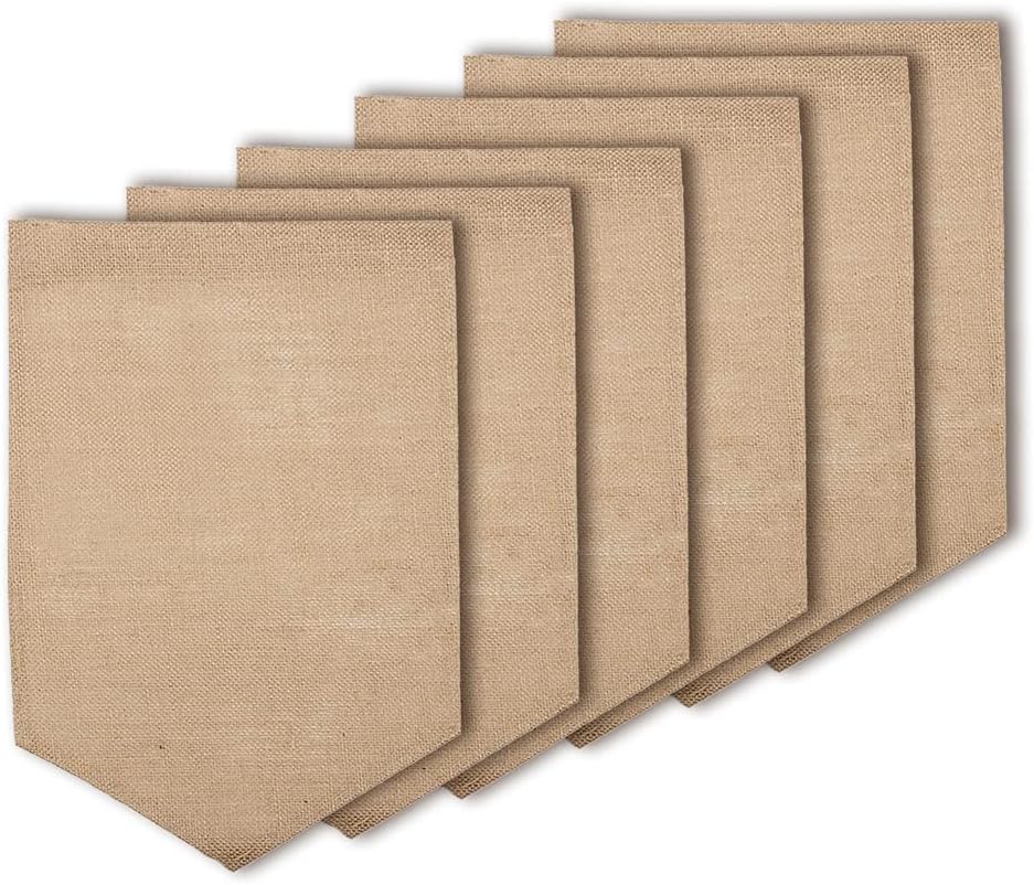 Muka 6 Pcs Blank Garden Decorative Flags, Burlap Banner Flags for Decorating, 12" X 18"-Ruffle Flag
