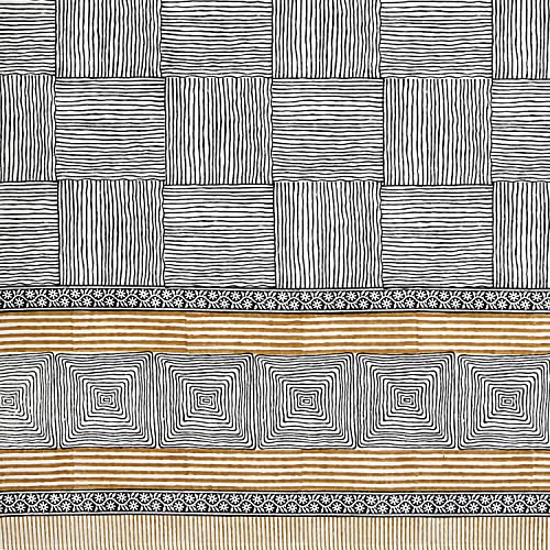 Image of BLOCKS OF INDIA Hand Block Printed Cotton Linen Daylight Door Curtain (Style 1, Door 7 FEET)