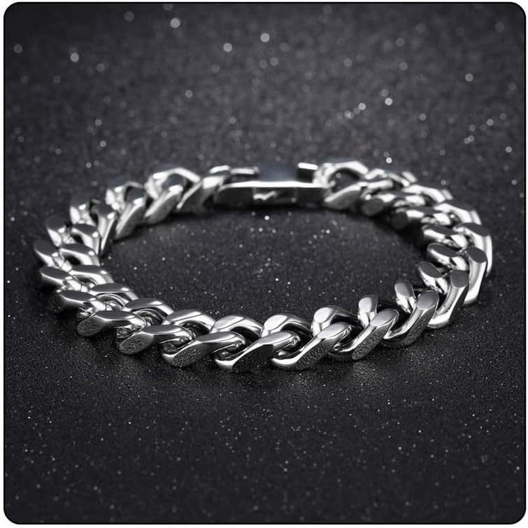 Hip Hop Stainless Steel Bracelet Flat Link Bracelet Cuban Chain Bracelet - Image 4