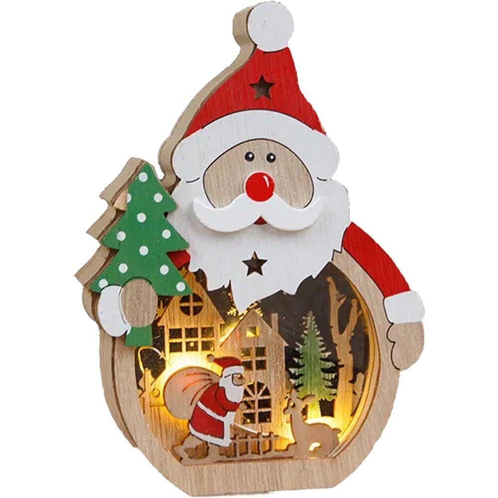 Sanfly Style 1 Led Wooden Christmas Santa Claus Snowman Decoration Light Christmas Desktop Ornament Xmas Table Figurine Gift For Party Home Indoor