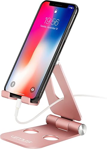 Miniatura 8 de Urmust Soporte de teléfono celular para escritorio, soporte plegable ajustable para teléfono para oficina, base de escritorio portátil compatible