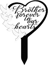 Decoración para tumbas de hermano de metal, placa para tumba de corazón para niños, placa conmemorativa para funerales al aire libre, para el jardín o hofiben