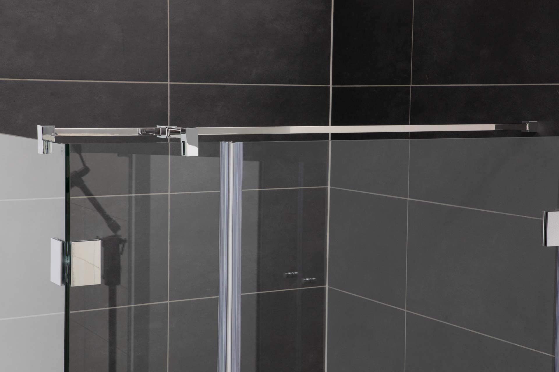 Stabilisierungsstange mit Seitenarm, Stabilisationsstange Eck-Dusche (120cm, Chrom Eckig)