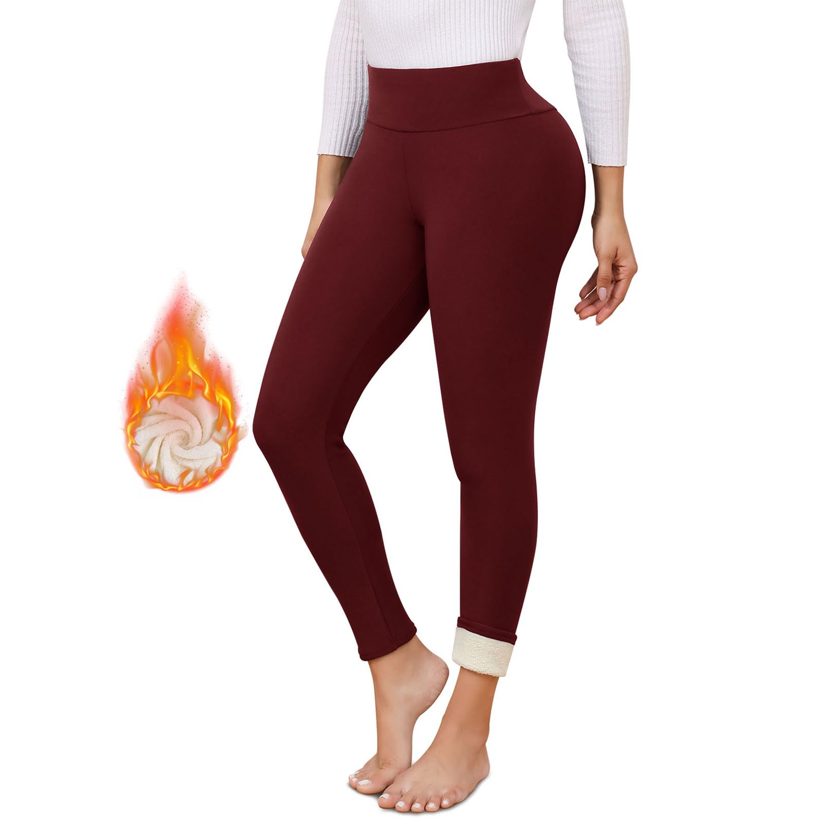 TMEOG Leggins Invernali Donna Pantaloni Termici Leggings Felpati Pantacollant Vita Alta Fuso Termico Pantaloni Elasticizzati Leggings Curvy in Pile de Yoga Corsa Pilates per Donna