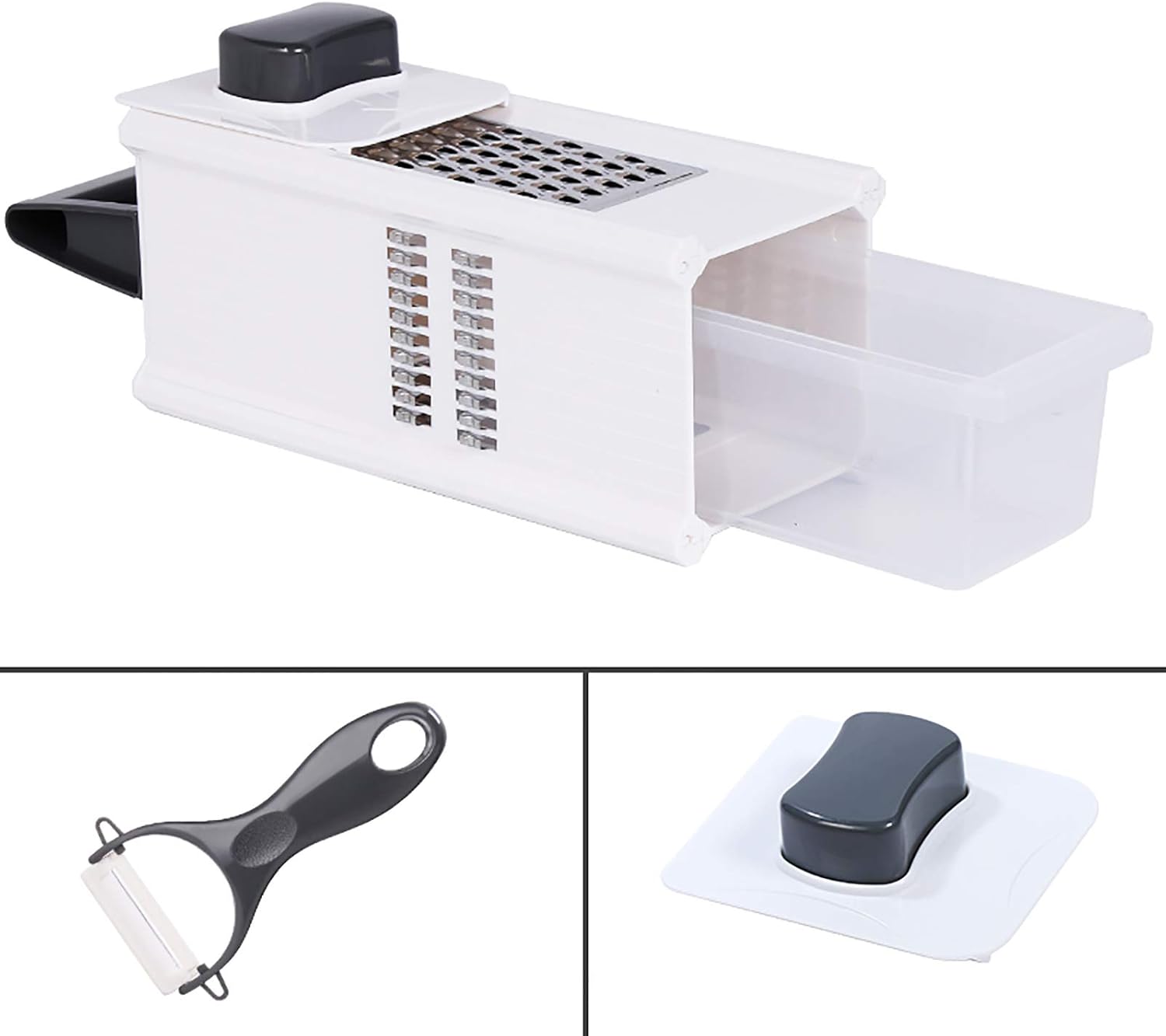 Mandolin Slicer Cutter Multifunctional Onion Mincer Chopper with Container and Stainless Steel Blades Vegetable Chopper Food Chopper Crusher for Dicing Slicing and Chopping Food-6 in 1 33x11x11cm(1