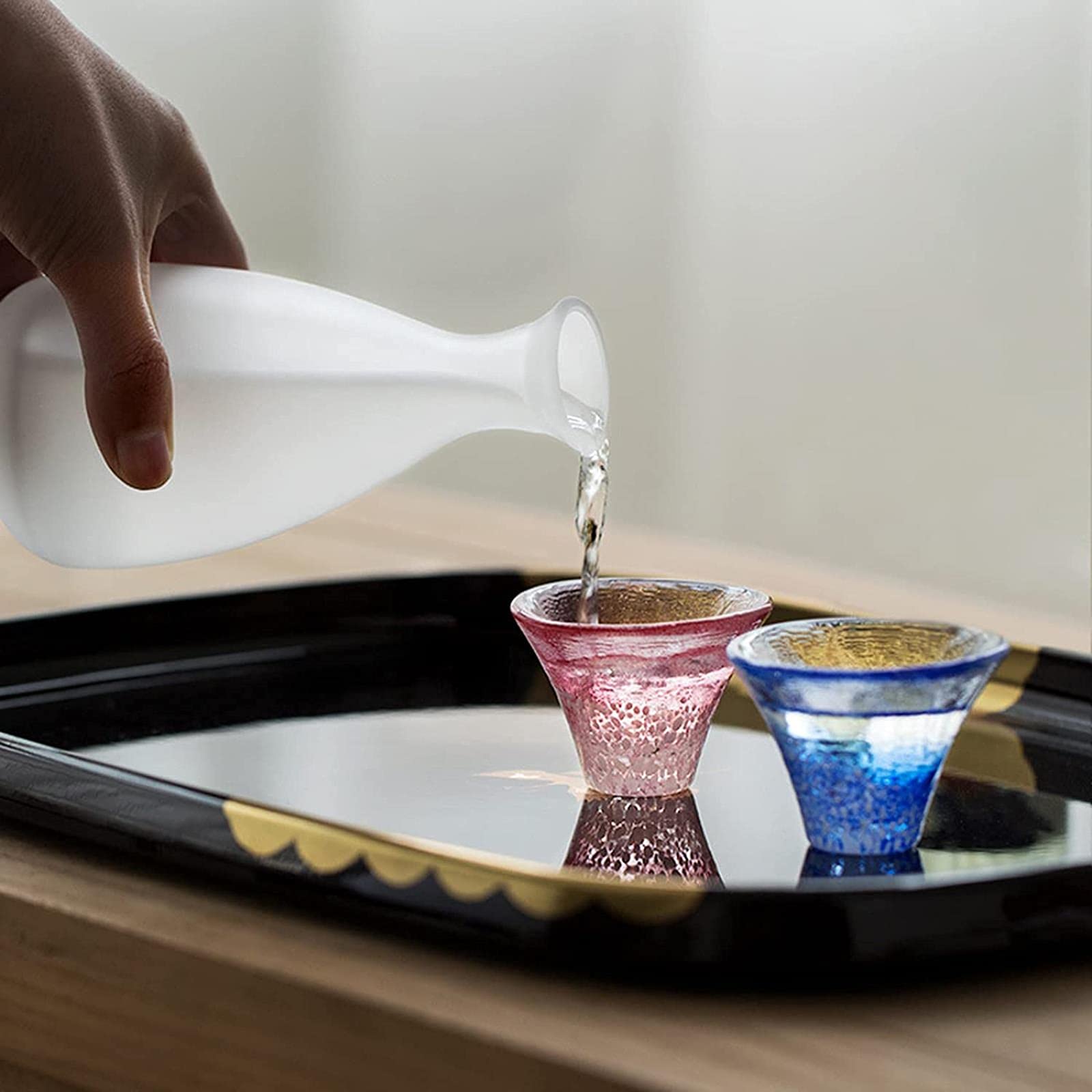 Juego De Sake Japonés Conciso, Olla para Sake, Taza De Sake De Vidrio Transparente, Ideal para Fiestas En Casa Y como Regalo.