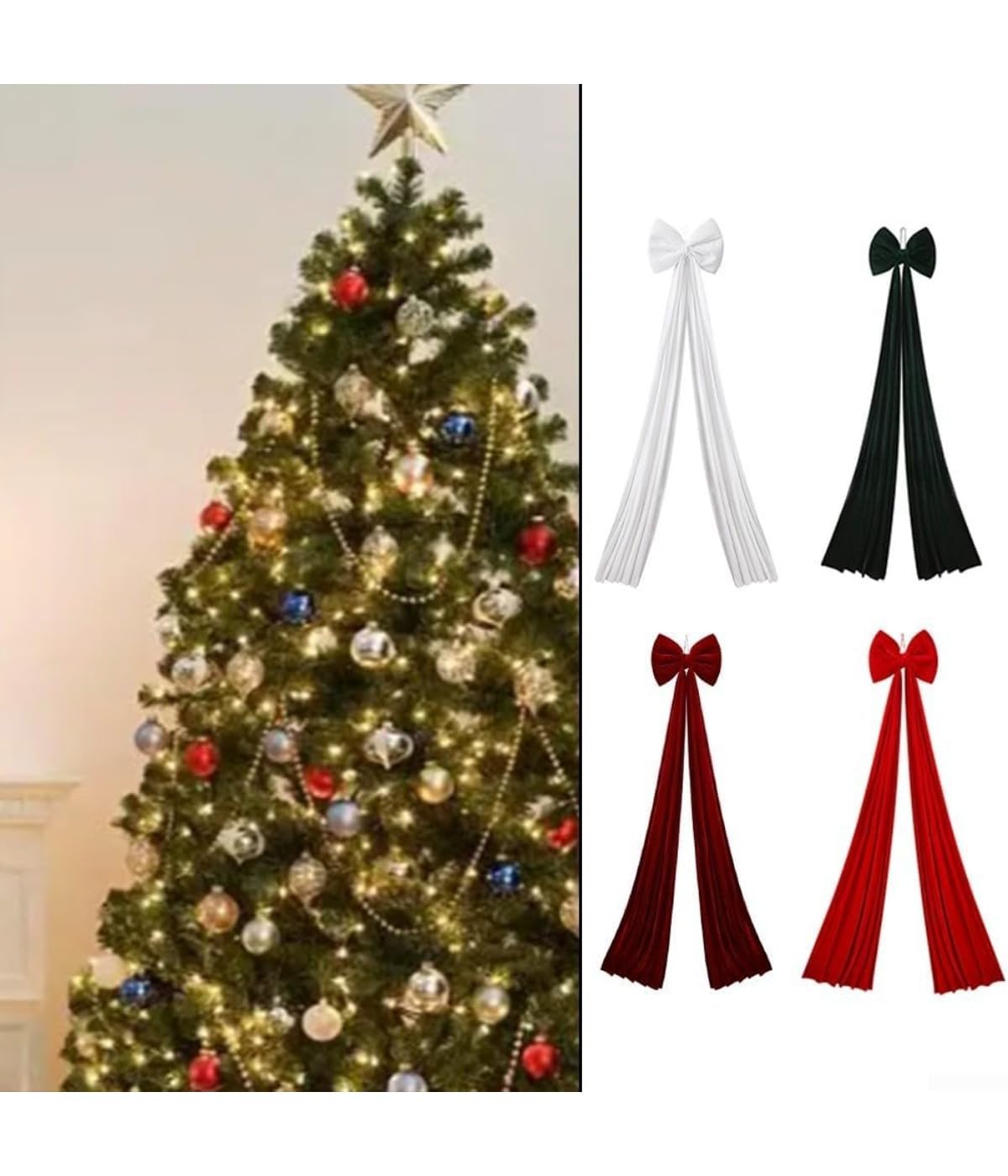 Große Weihnachtsschleife Schleife, Samtschleifen für den Weihnachtsbaum, für Weihnachtsbaum, Haustür, Fenster, 1 Stück (weinrot)
