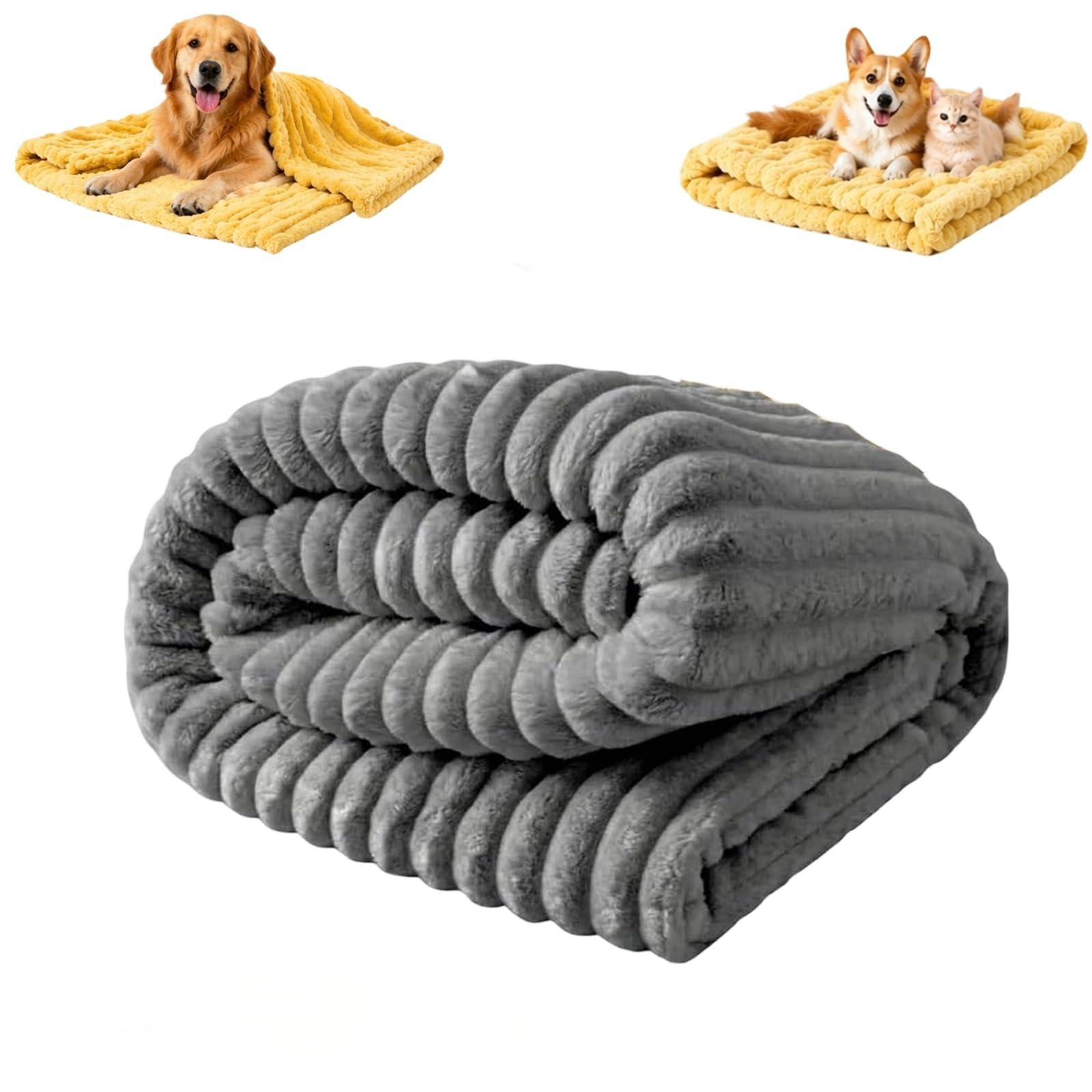 HFDHD Emotional Support Blanket Yellow,2026 New Calming Blanket for Dogs,Soft Faux Rabbit Fur for Dogs and Cats,Soft and Comfortable for Indoors Sofa (Grey,M) — image 1