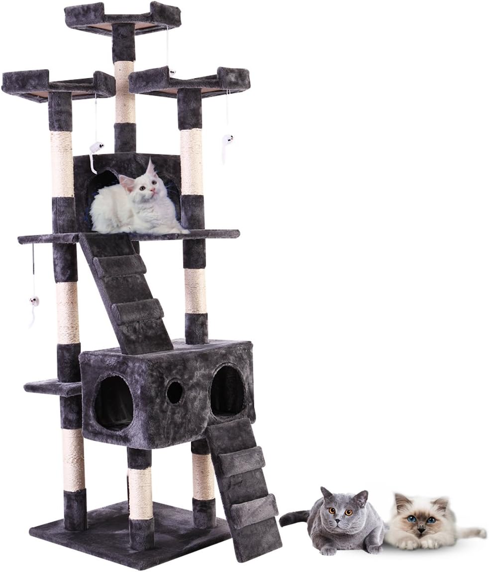 JAXPETY 67”H MultiLevel Cat Tree Cat Tower, Kitten Condo