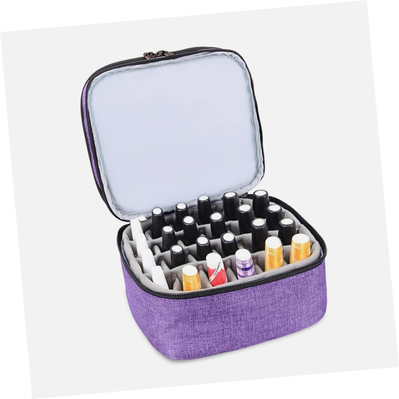 30grid Double Layer Nail Polish Organizer Bag Stylish Travel Storage for Essential Oils Durable Design for Home Office and Travel Use